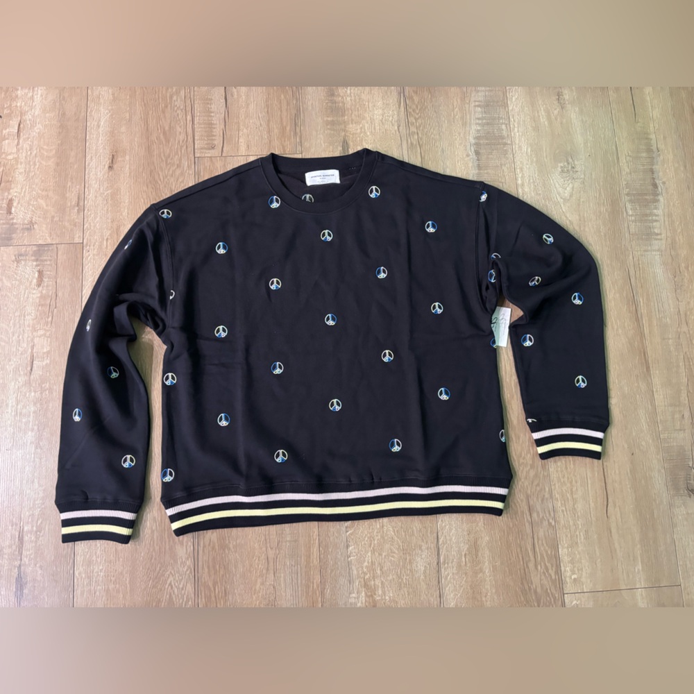 Spiritual Gangster Black Peace Sign Crew Neck Sweater